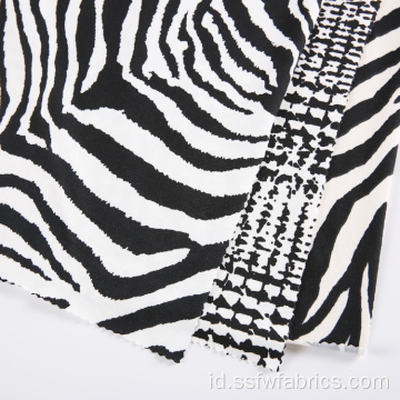 Zebra Stripes DTY Brush Poliester Kain Untuk Kemeja